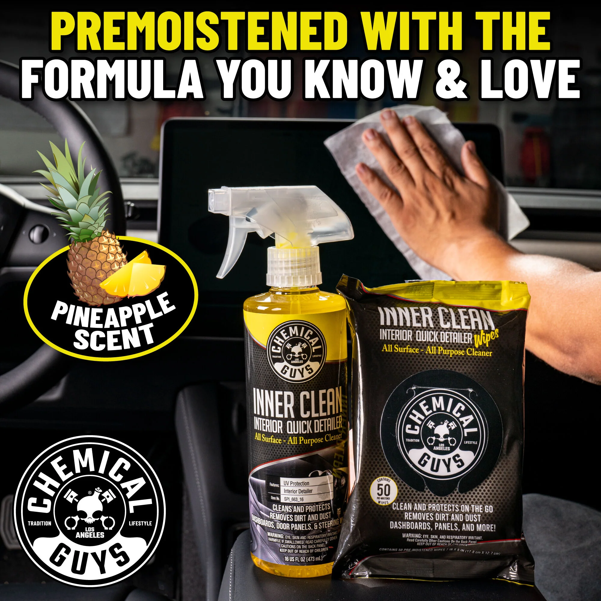 Inner Clean Interior Quick Detailer & Protectant Car Wipes - Image 5