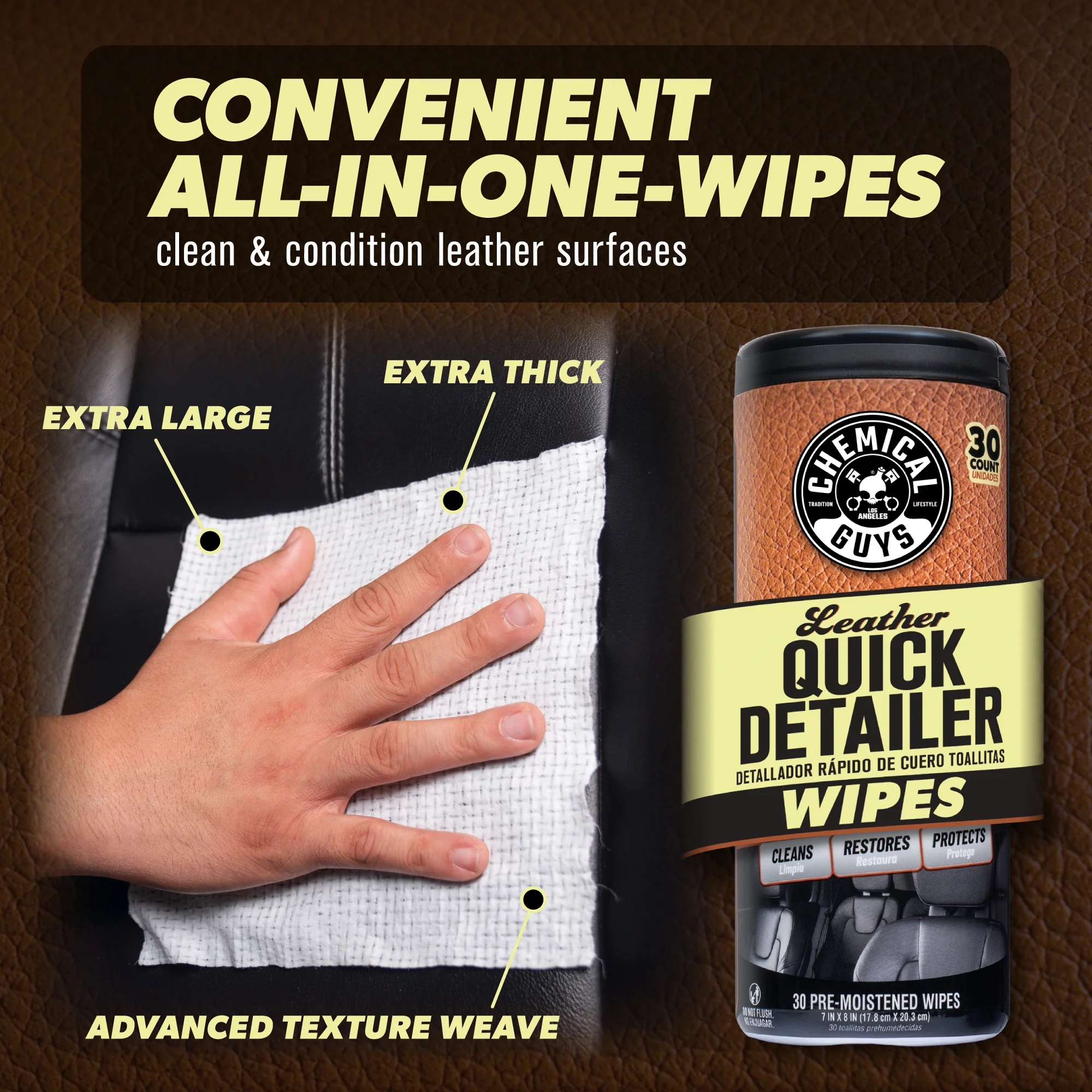 Leather Quick Detailer Canister Wipes - Image 2