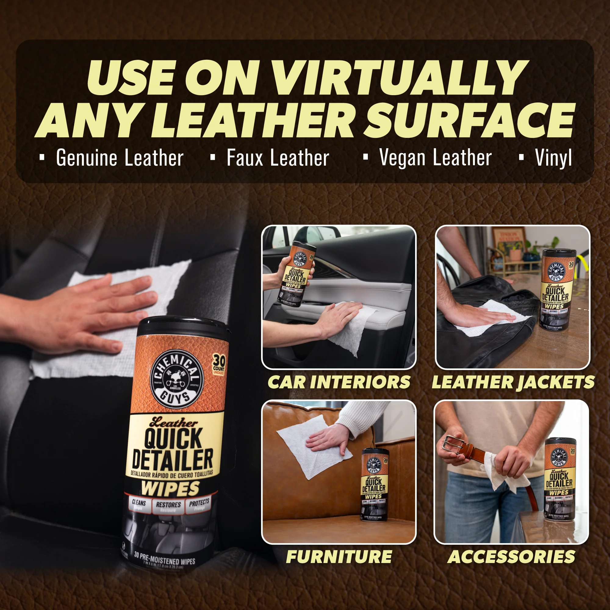 Leather Quick Detailer Canister Wipes - Image 3